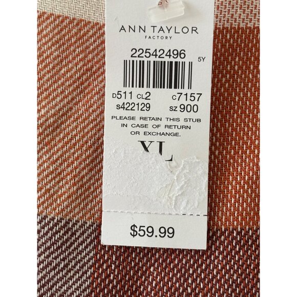 Ann Taylor Womens Checkered Sleeveless Plaid Tank Top XL Orange/Burgundy - Picture 4 of 10